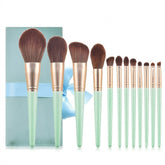 12pcs Green Makeup Brush Set + Brush Case from shein