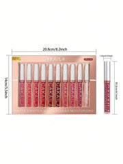 CAKAILA Matte Lipstick and Lip Lacquer Moisturizing 10 pcs