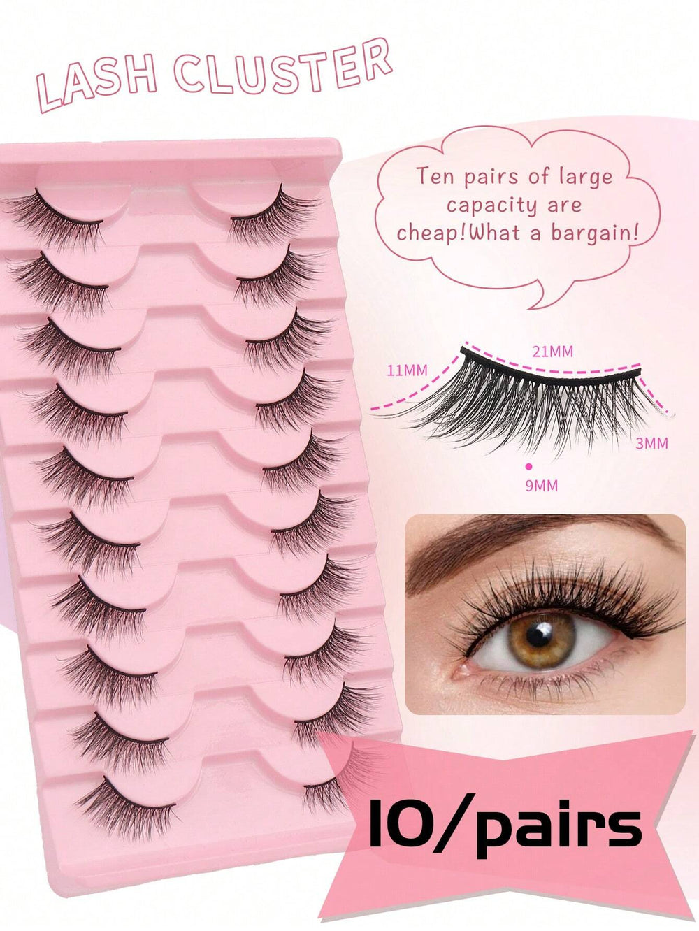 Shein 10 pairs of natural-looking crisscross cat