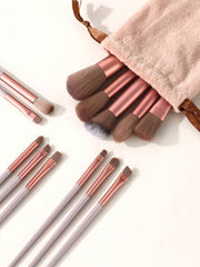 Shein 13pcs brown Makeup Brushes + spong and puff