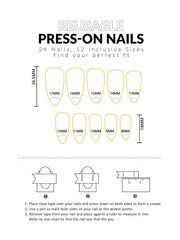 Shein 24pcs Long Almond-Shaped Press-On Nails
