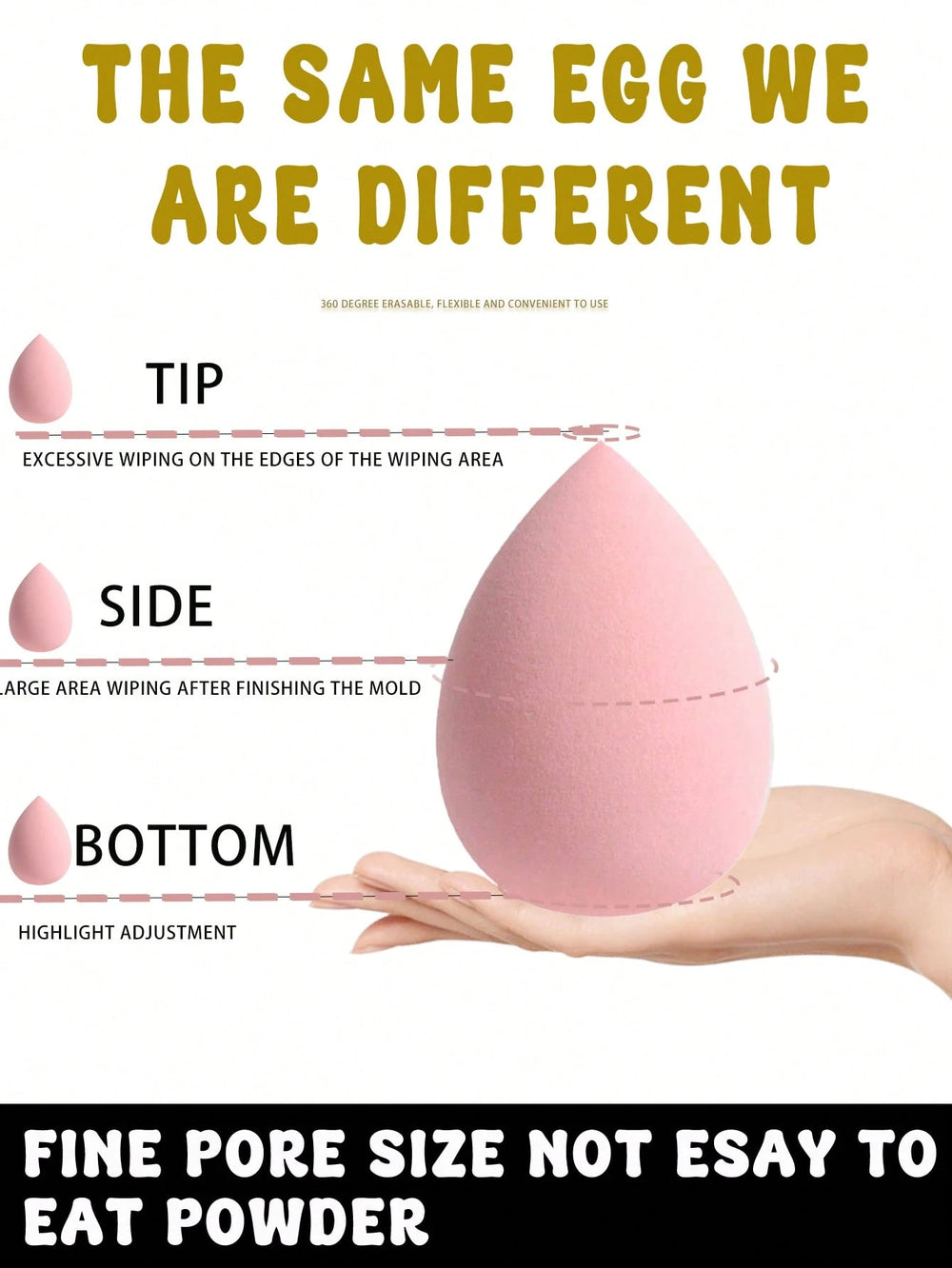 Shein 16 Large Makeup Sponge Set With Bag Pink