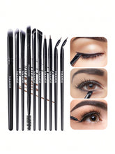 Maange 10Pcs Makeup Brush Black