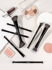 Maange Makeup Brush Professional Black 10Pcs With Bag