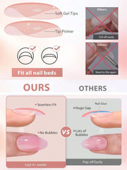Shein 180pcs Almond-Shaped Ombre White Nail Stickers