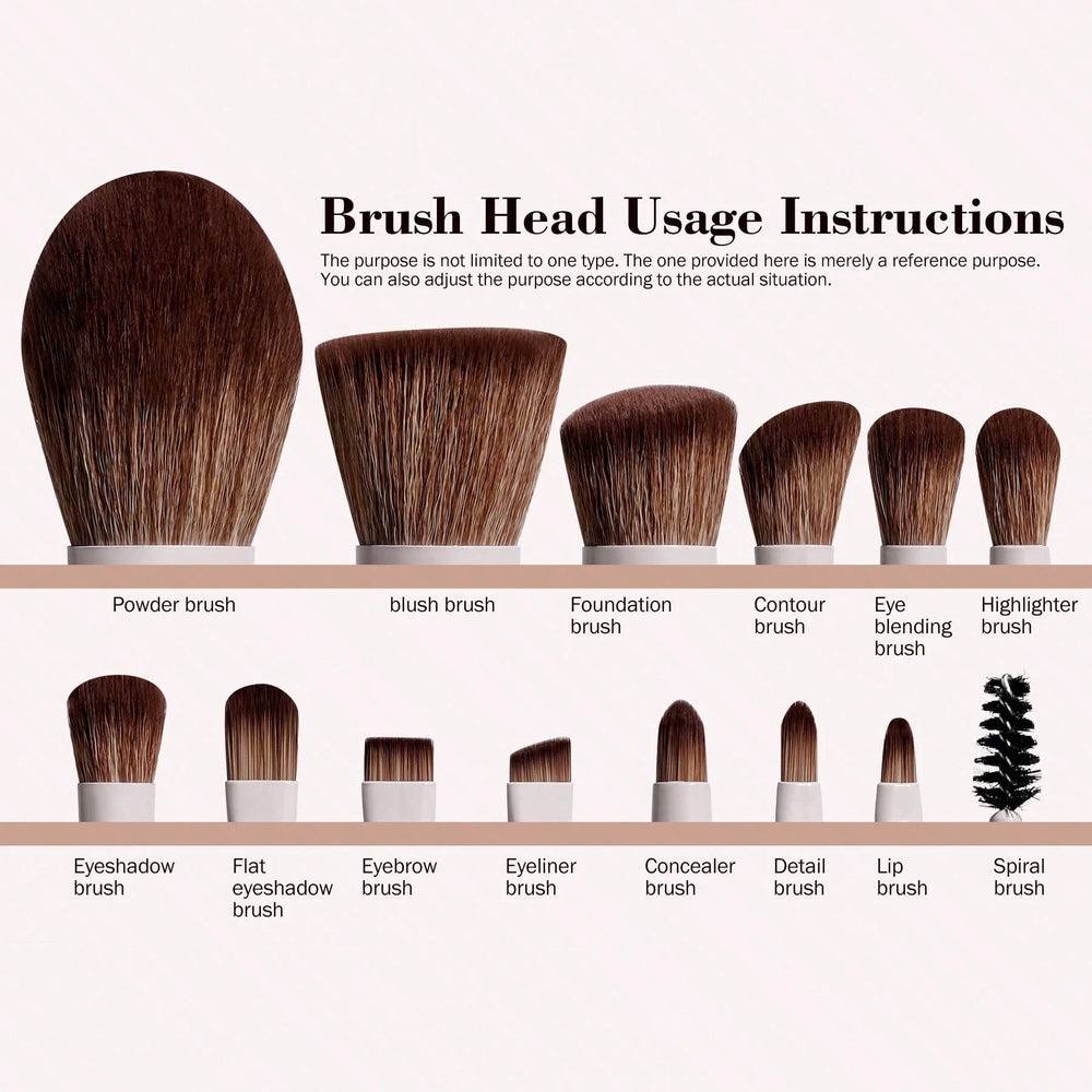 BS-MALL 14Pcs makeup brush set with Bag- Begie