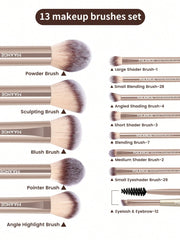 Maange 13Pcs Makeup Brush Rose Gold