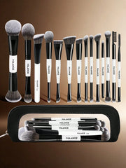 Maange 14Pcs Makeup Brush With Bag Black and White