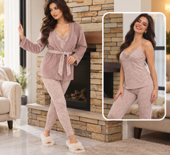 Dusty Rose 3 Pcs Pajama Set