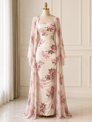 Pink Floral Maxi Dress & Robe Set