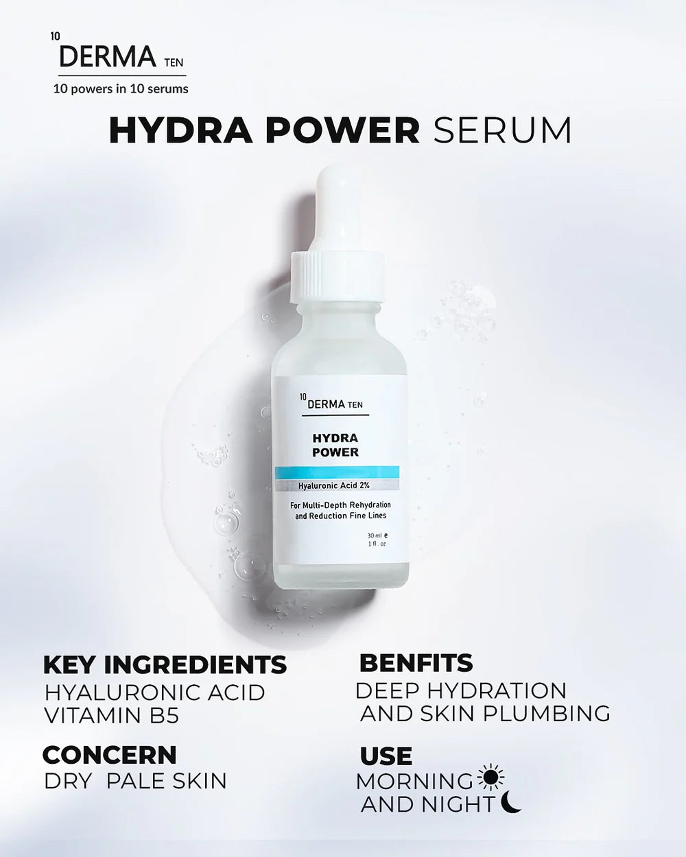 Derma Ten Hydra power serum Hyaluronic acid 2%