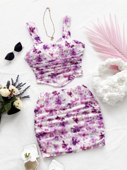 Purple Floral 2-Piece Crop Top & Mini Skirt Set