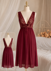 Women's Lace Deep V-Neck Maxi Nightdress