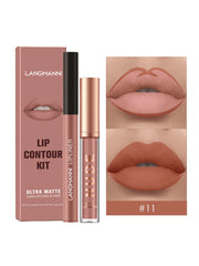 LANGMANNI Liquid Lipcolor 2pcs Lip Gloss And Lipliner