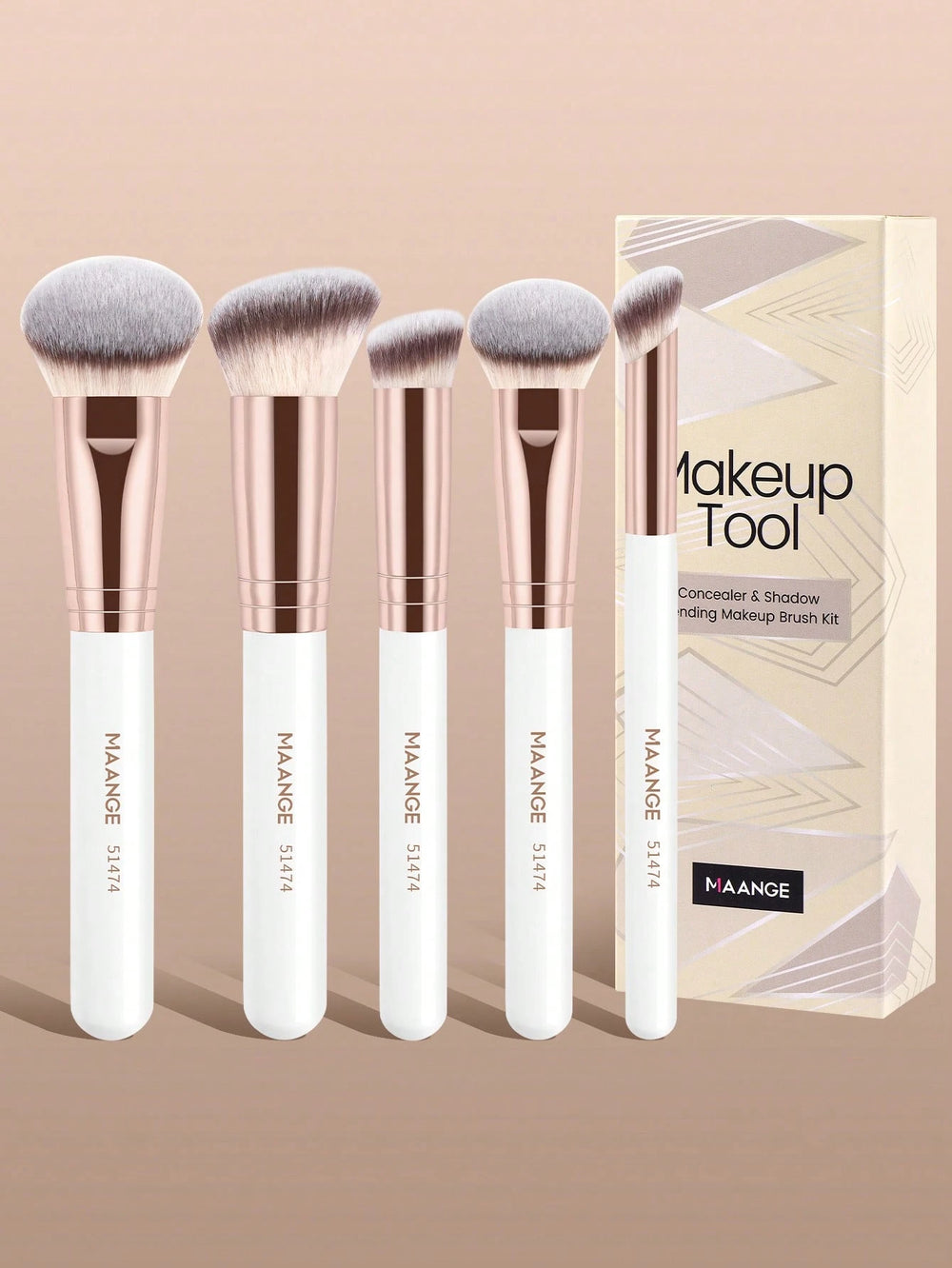 Maaange 5Pcs Makeup Brush White