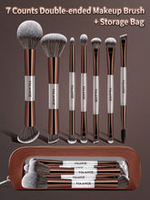Maange 7Pcs Makeup Brush Metalic Brown With Bag