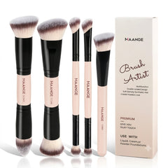 Maange Makeup Brush Artist Pink and Black 5Pcs