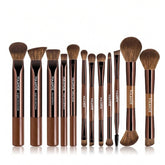 Maange Makeup Brush Brown 12Pcs