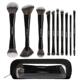 Maange Makeup Brush Professional Black 10Pcs With Bage