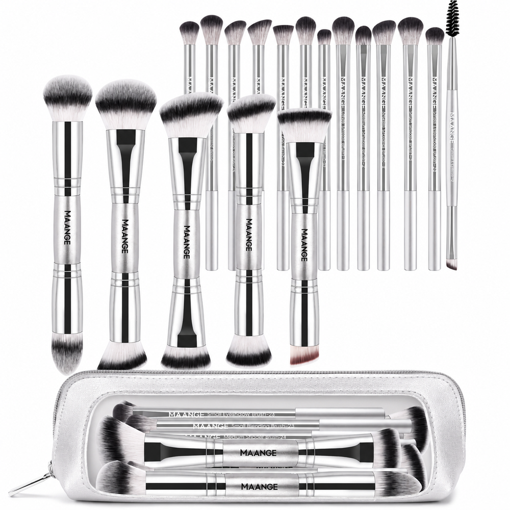 Maange Pro Makeup Brush Silver 18Pcs