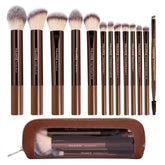 Maange Makeup Brush Brown 13Pcs With Bag