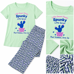 Mint Green Spunky Cactus Pajama Set
