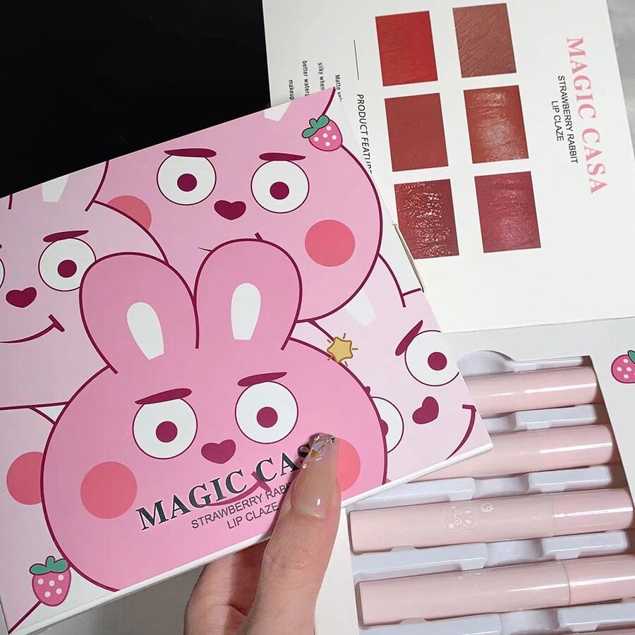 SheIn Magic Casa Strawberry Rabbit Lipstick Set 6 Pieces