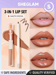 Sheglam Soft 90 s Glam 3 in 1 Lip Liner And Lip Duo Haute Cocoa