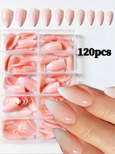 Shein120pcs Box Medium Long Almond Nude Ombre Classic False Nail Stickers