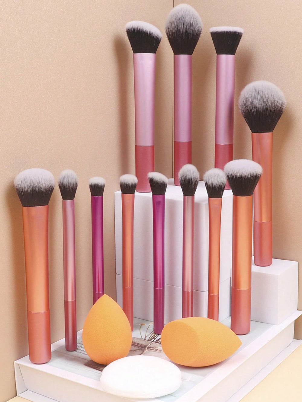 Shein 12Pcs multi functional makeup brush set and 3 makeup sponge