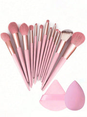 Shein 13Pcs Makeup Brush and 5 Pcs Sponge Pink