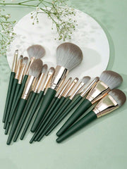Shein 14pcs mulynsie Makeup Brush Set dark green