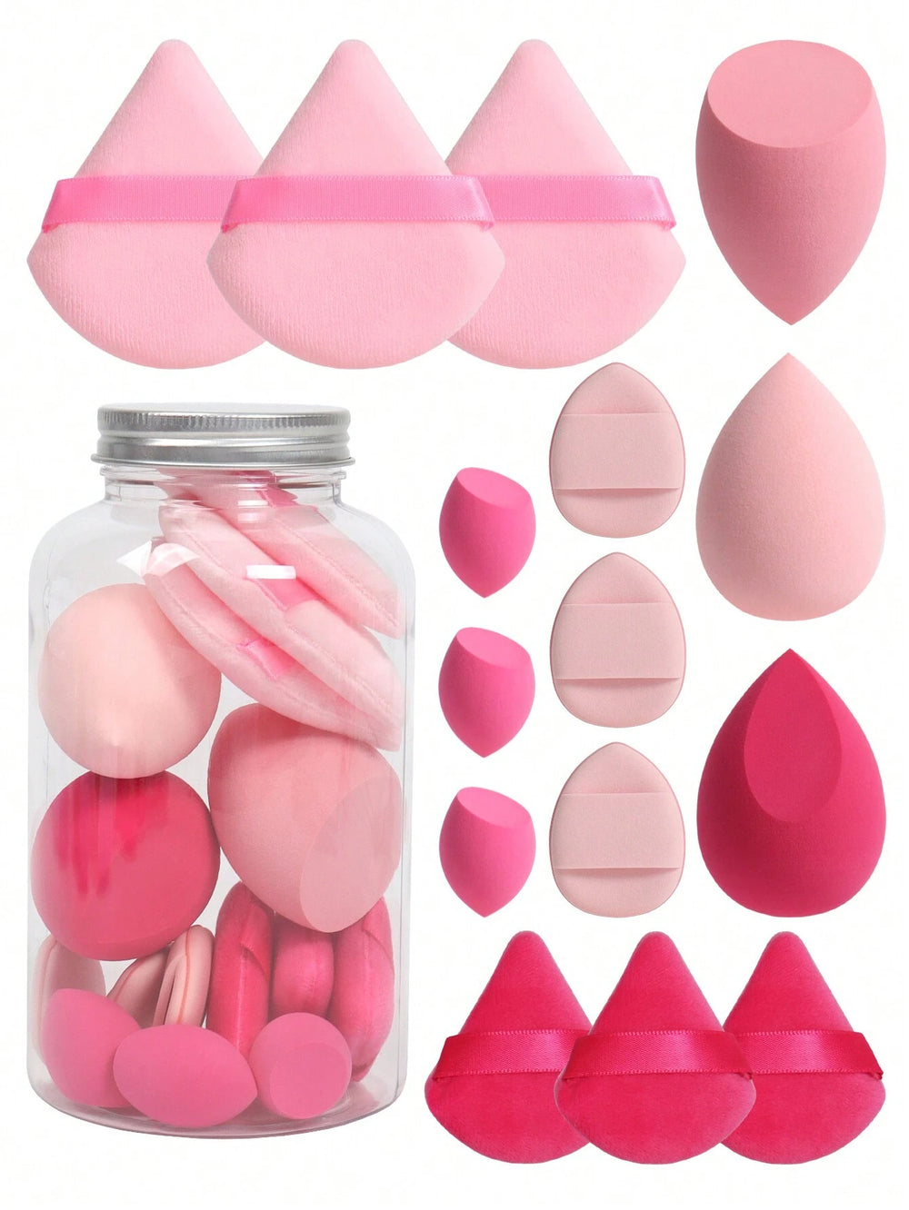 Shein 15Pcs Makeup Sponge Set with Storage Container