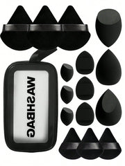 Shein 16 Large Makeup Sponge Set With Bag Black