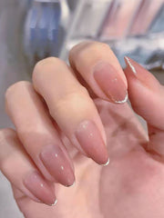 Shein 24 pieces of long oval French gradient nail stickers for Ramadan