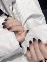 Shein 24pcs natural delicate Black French Tip Press On Nails Short