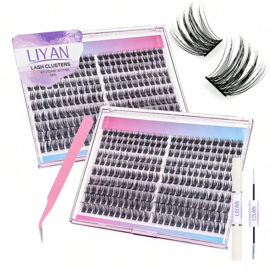 Shein Eyelash Extension Kit 240pcs Mixed Individual Cluster With Glue+Tweezers