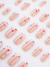 Shein White Nails with Red Hearts 24 Pcs