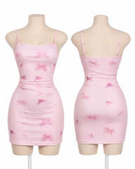 Women’s Beige Butterfly Print Bodycon Mini Dress