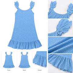 Blue Polka Dot Ruffle Nightdress