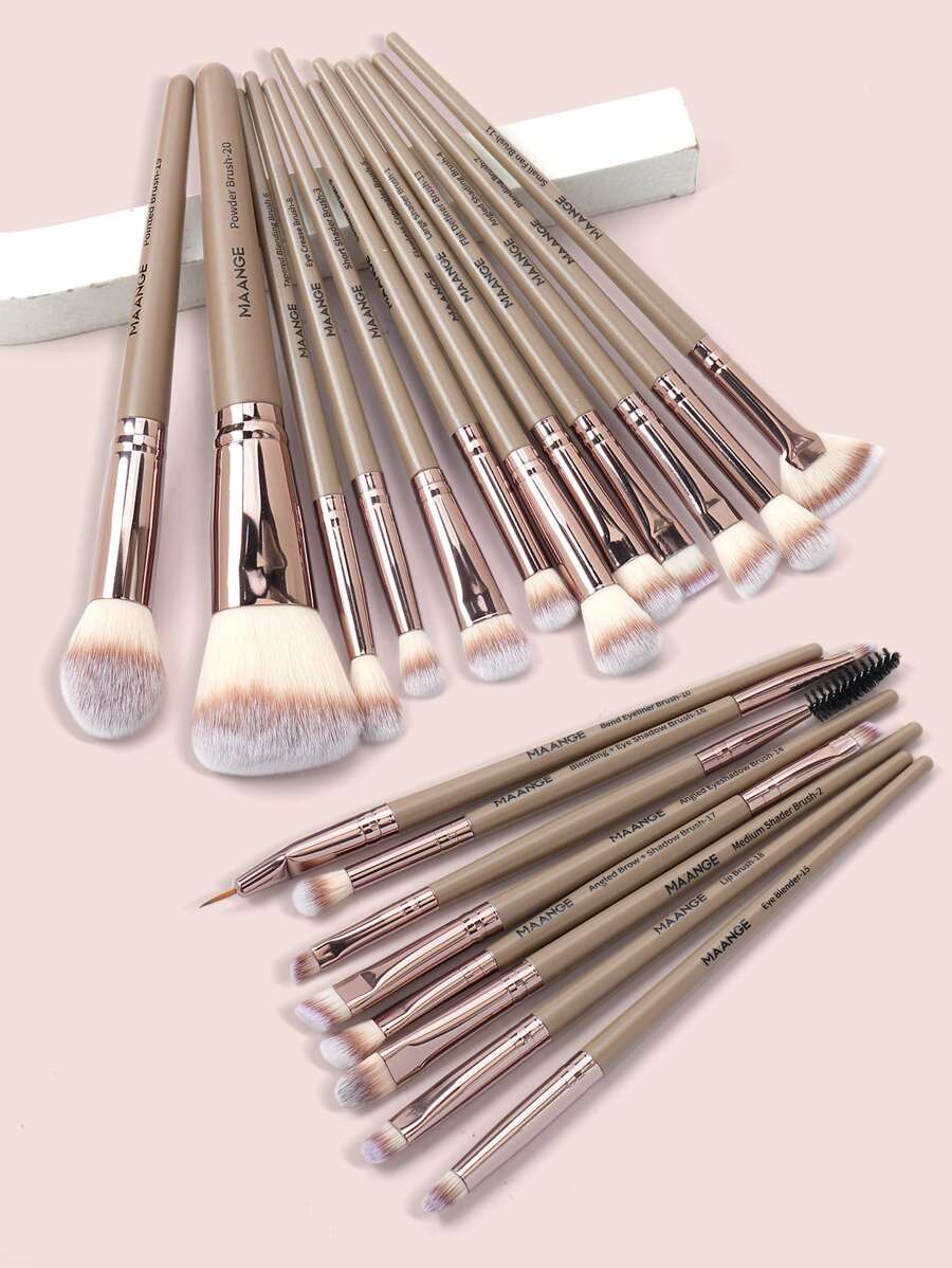 SheIn Maange Professional Makeup Brush Set 20 Pieces - Beige