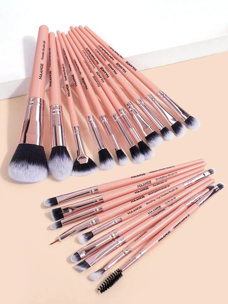 SheIn Mang Professional Makeup Brush Set 20 Pieces - Pink