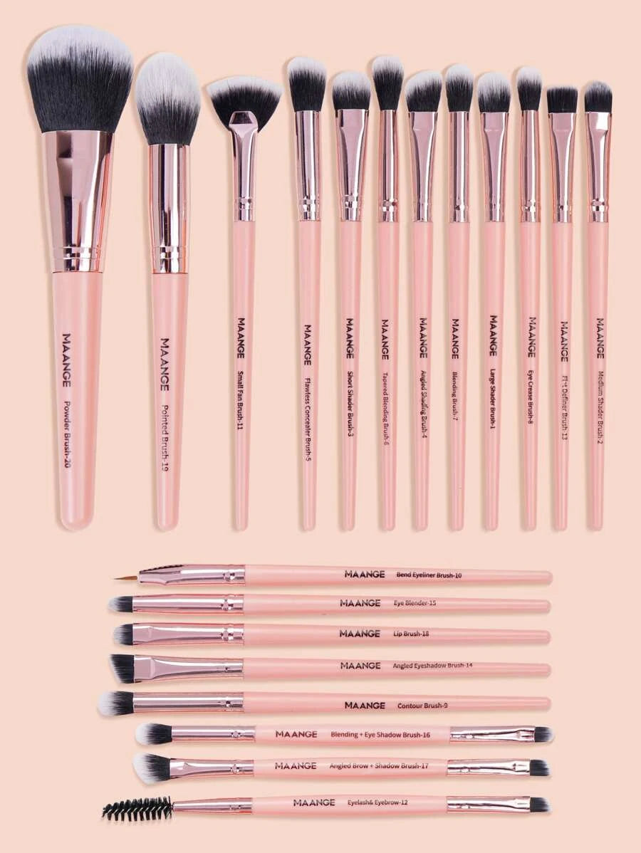 SheIn Mang Professional Makeup Brush Set 20 Pieces - Pink