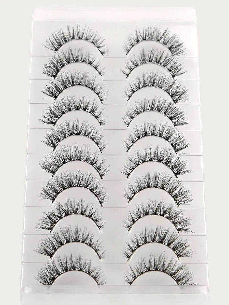  shein 10pairs 3d Fluffy Soft Cross Style Eyelashes