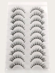  shein 10pairs 3d Fluffy Soft Cross Style Eyelashes