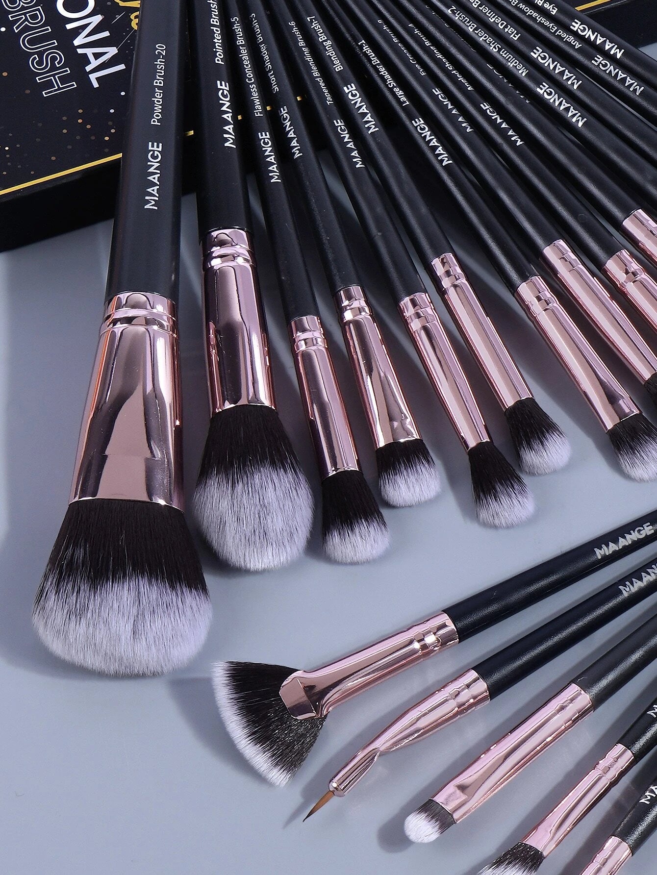 SheIn Mang Professional Makeup Brush Set 20 Pieces - Black-
