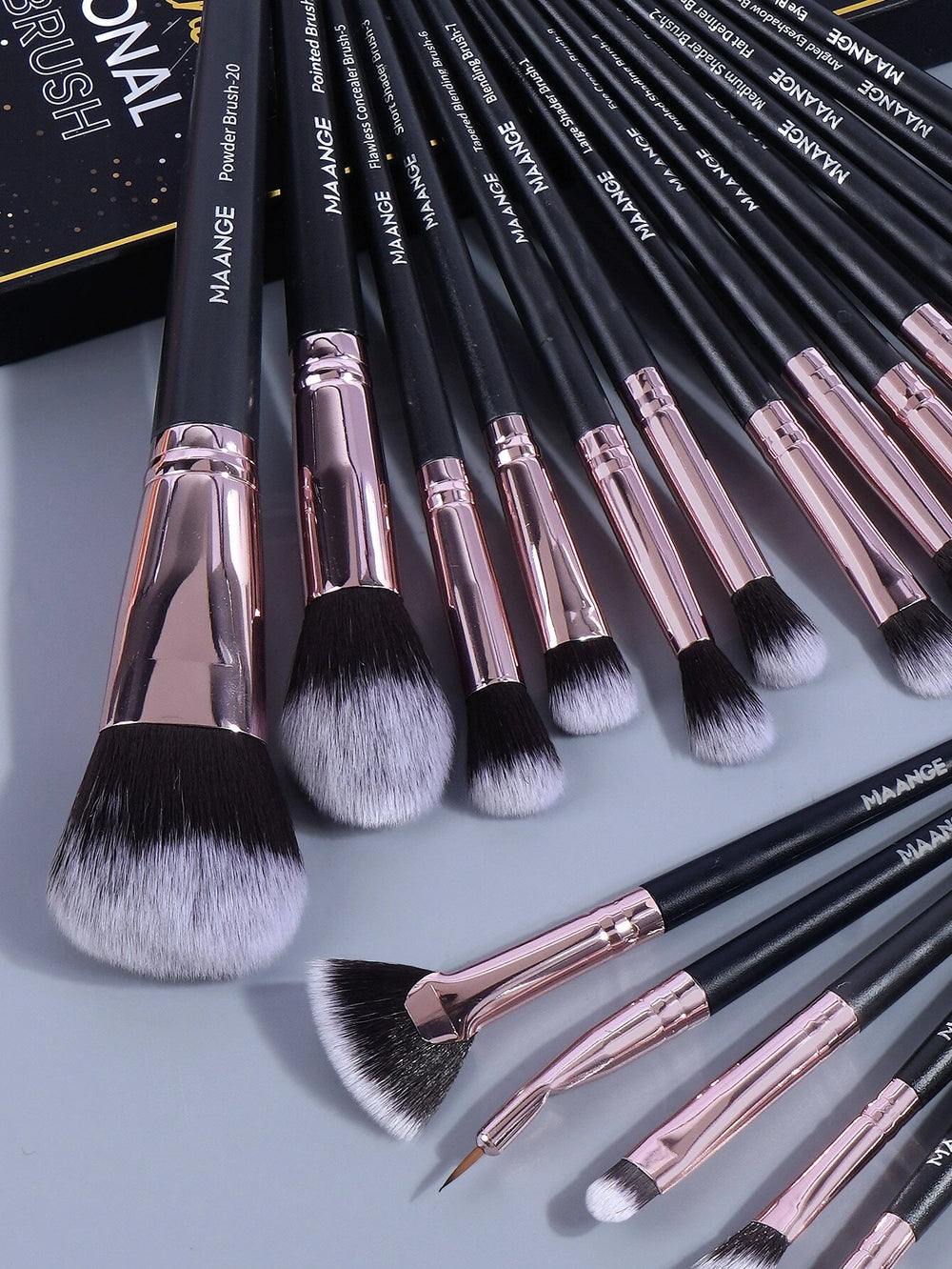 SheIn Mang Professional Makeup Brush Set 20 Pieces - Black-