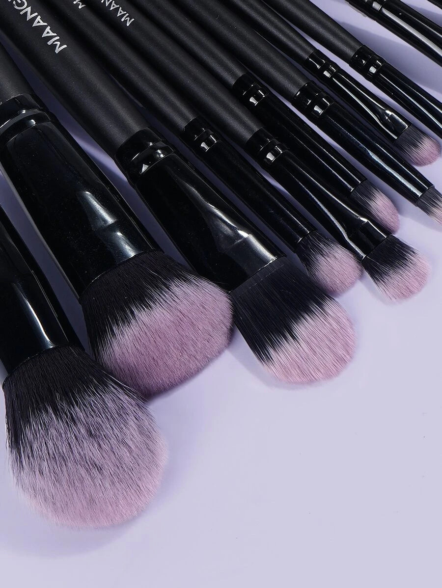 SheIn Mang Professional Makeup Brush Set 12 Pieces - Black