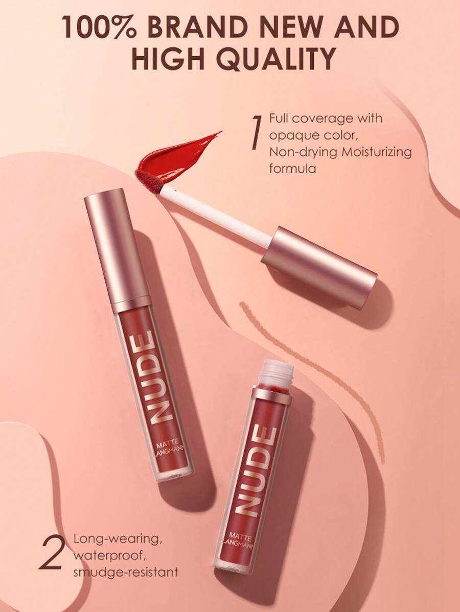 LANGMANNI Liquid Lipcolor 2pcs Lip Gloss And Lipliner