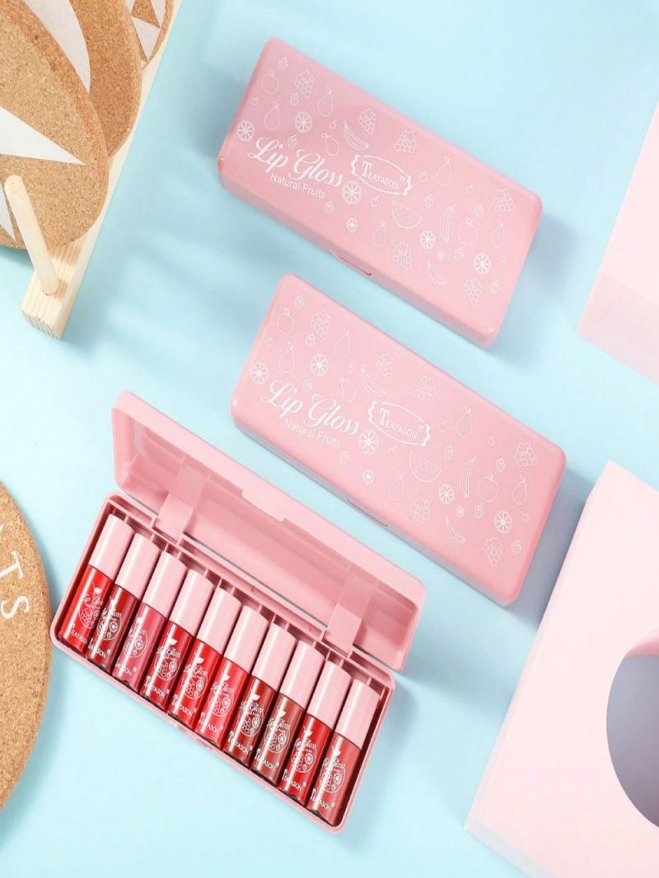 Teayson Lip Gloss Fruit Essence Waterproof Liquid 10 pcs